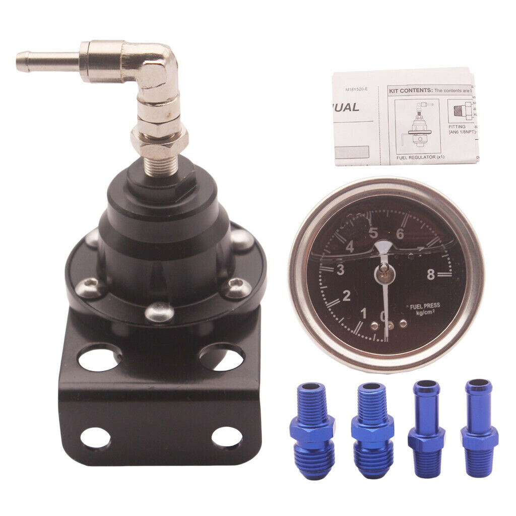 Universal Adjustable Aluminum Fuel Pressure Regulator Kit with 1-160 Psi Gauge