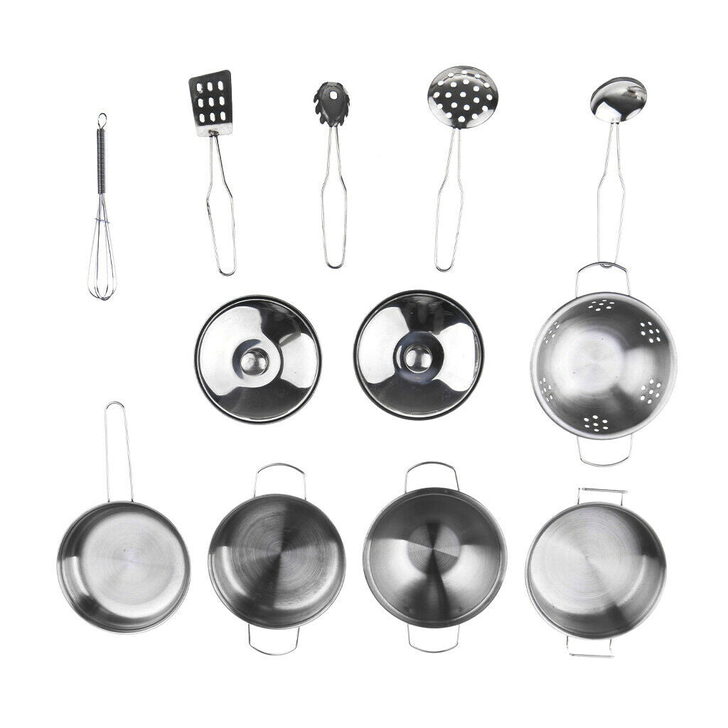 12pcs Simulation Kids Kitchen Cookware Pans Pots Utensils Role Play Toys C