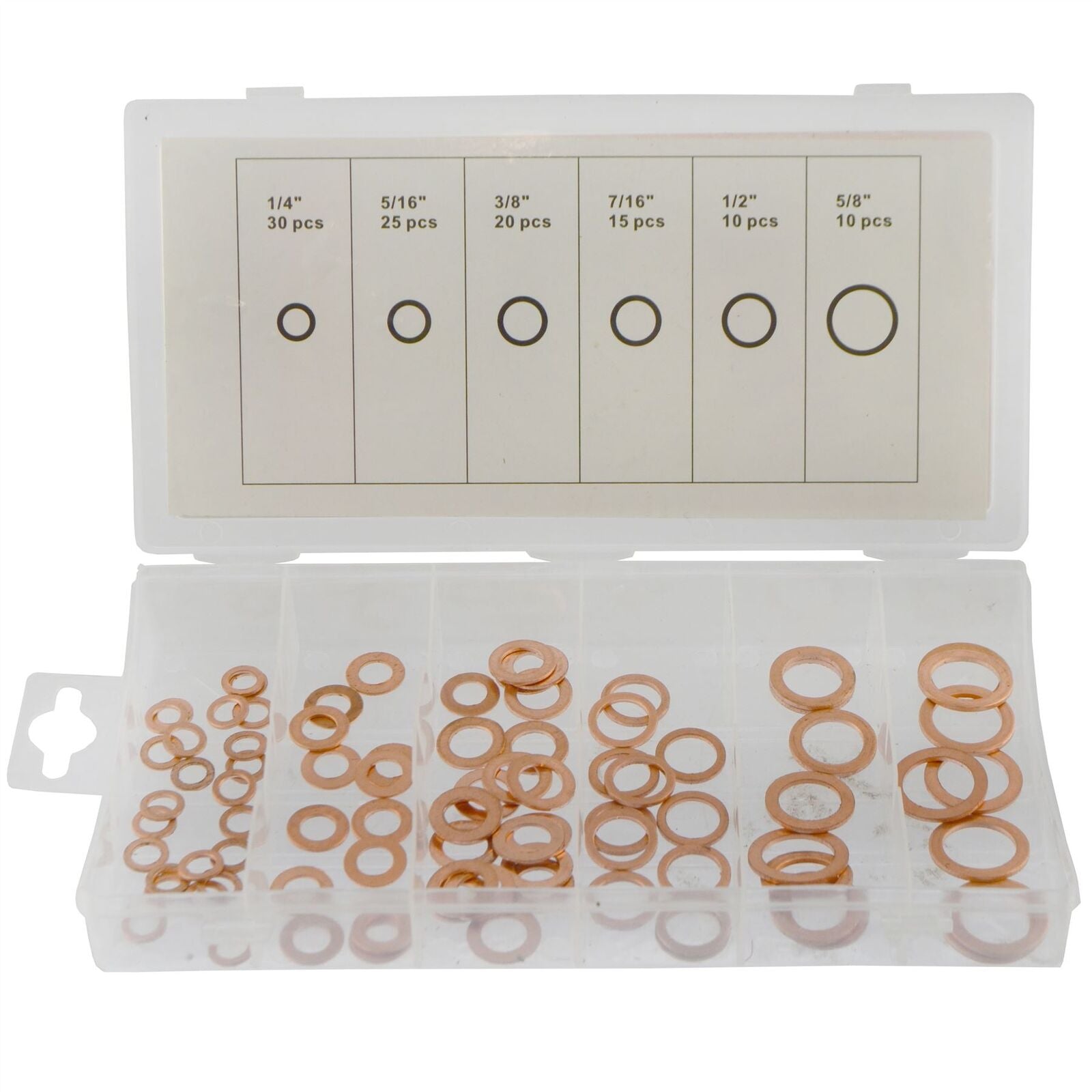 110Pcs Solid Copper Washer Set Kit Assortment 1/4" - 5/8" Imperial