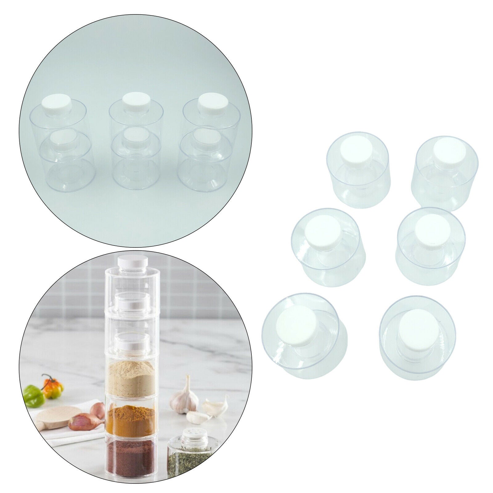 6 Pieces Stackable Spice Storage Jar Picnic Container Kitchen Food Organizer
