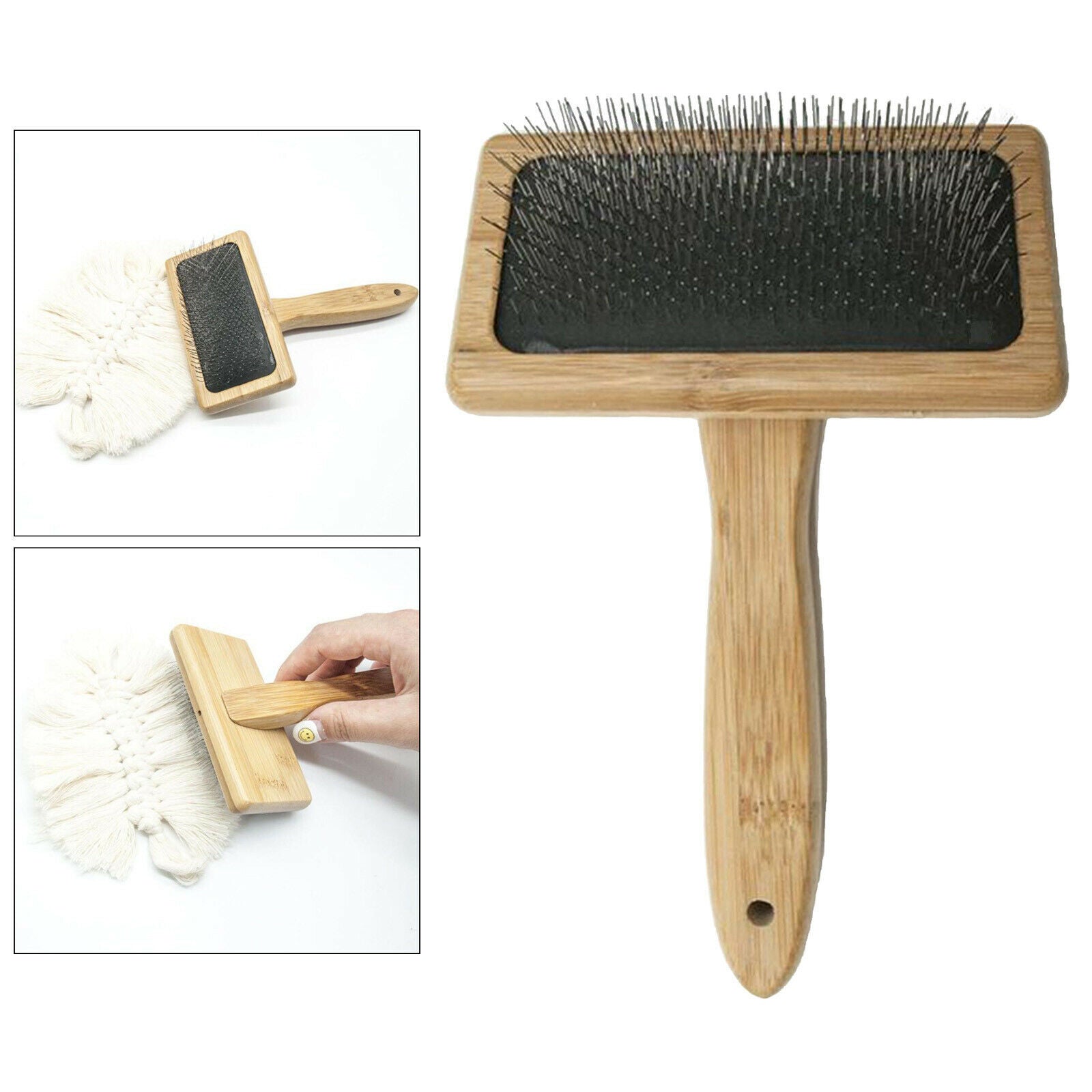 Pet Dog Cat Puppy Hair Shedding Grooming Wooden Slicker Trimmer Fur Comb Brush
