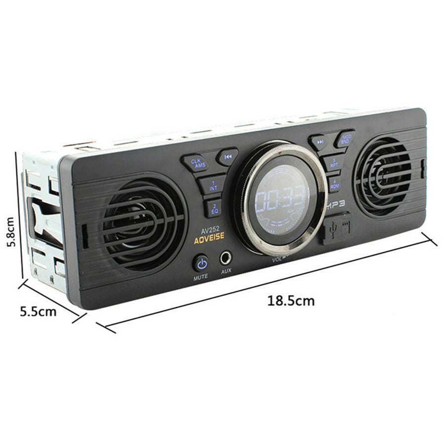 1 Din Car MP3 Radio Audio Player Built-in 2 Speaker Stereo FM USB Bluetooth 2.1