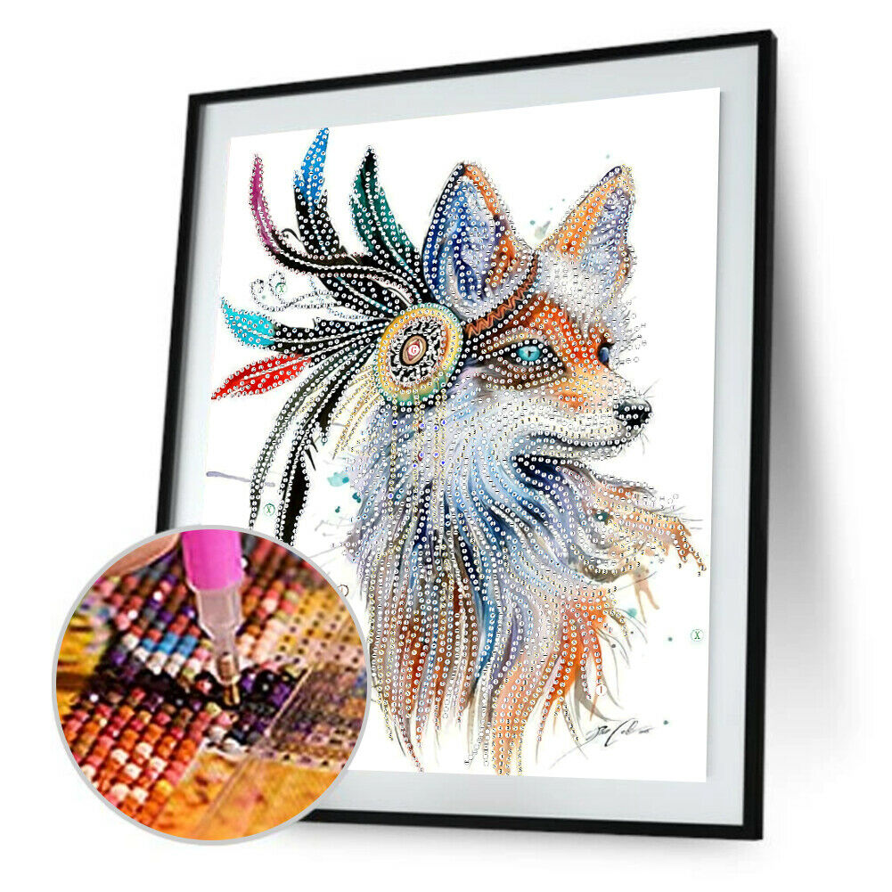 Wolf 5D DIY Part Drill Special Shaped Diamond Painting Color Cross Stitch @
