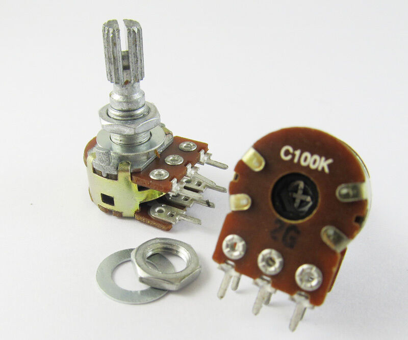 6x ALPHA C100K Dual Stereo Potentiometer Log Taper pots