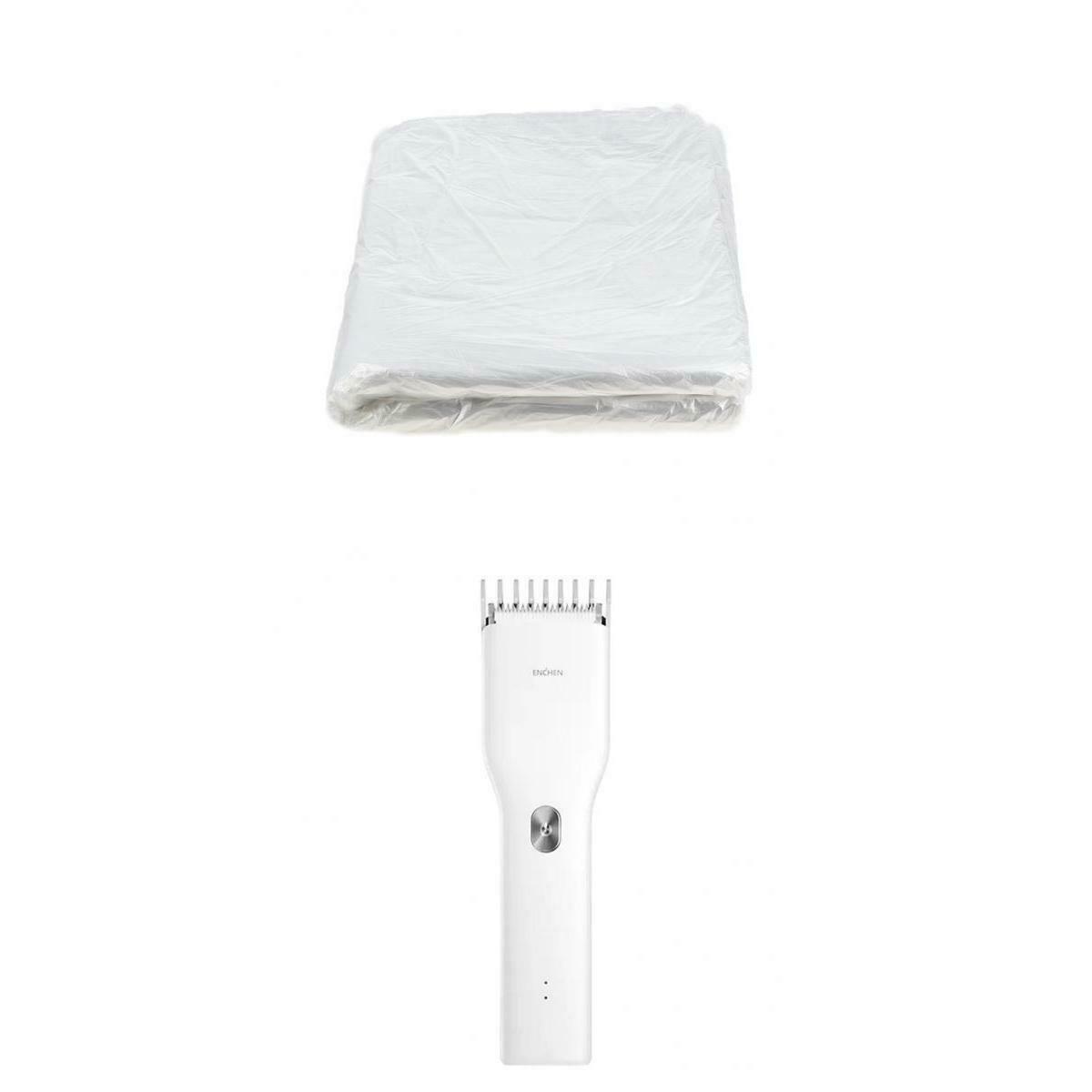 Quiet Mens Baby Hair Trimmer Electric Clipper + 50x Disposable Capes White