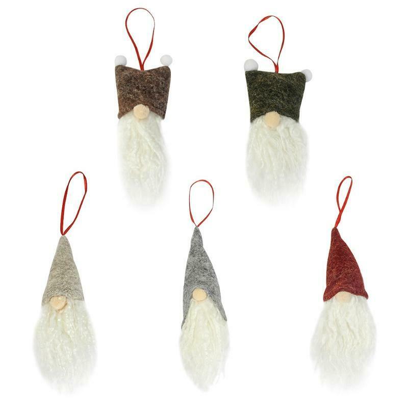 5Pcs Christmas Tree Hanging Gnomes Ornament Swedish Handmade Plush Santa Elf
