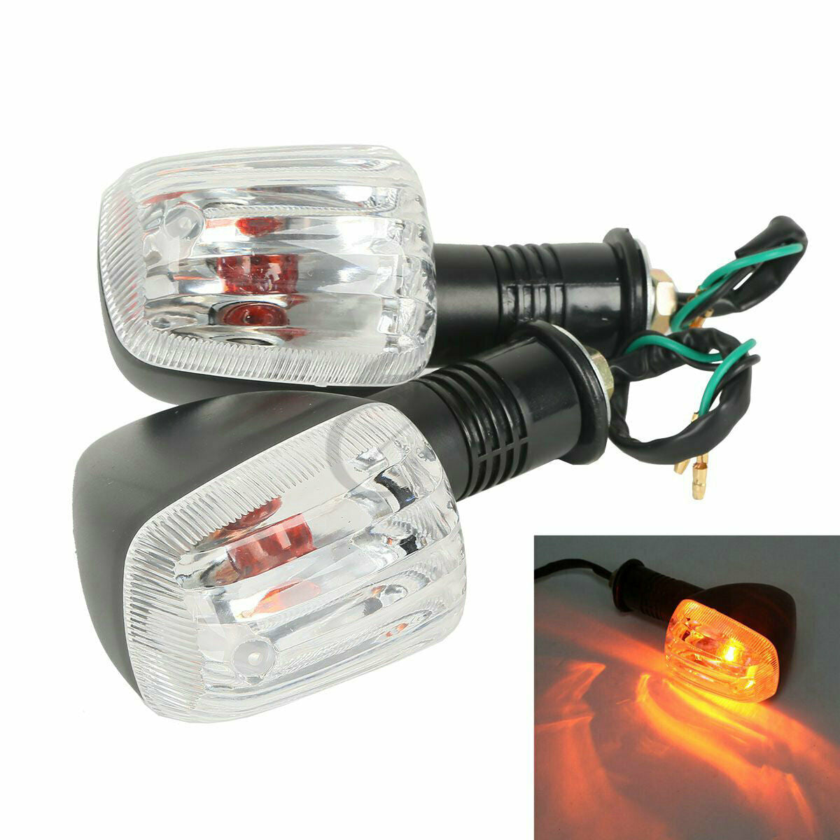 Turn Signal Indicator Light Clear Lens Amber LED For Suzuki GSX-R400 GSXR 400