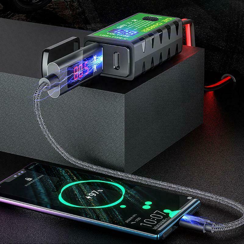 Motorcycle QC3.0 PD Charger SAE to USB Adapter with Voltmeter & ON/Off Switch