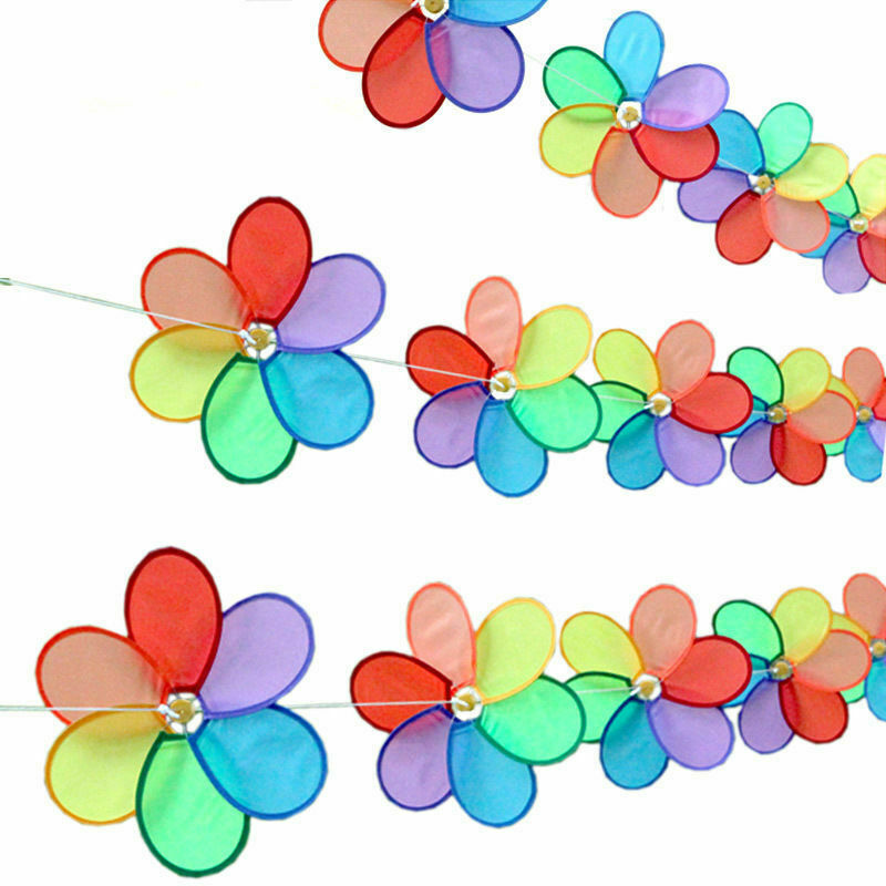 10m Fordable Rainbow Flower Windmill String Whirligig Wheels Garden Camping