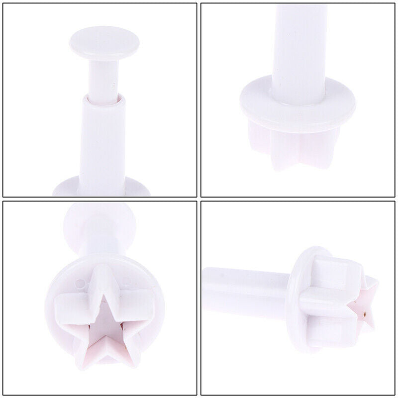 3pcs  Mini Star Plunger Fondant Mold Biscuit Cookies Cutter Cake Decor ToolsFCA