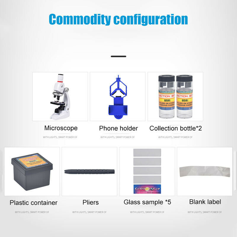 100X 400X 1200X Microscope Compound LED Student Science Lab LIN