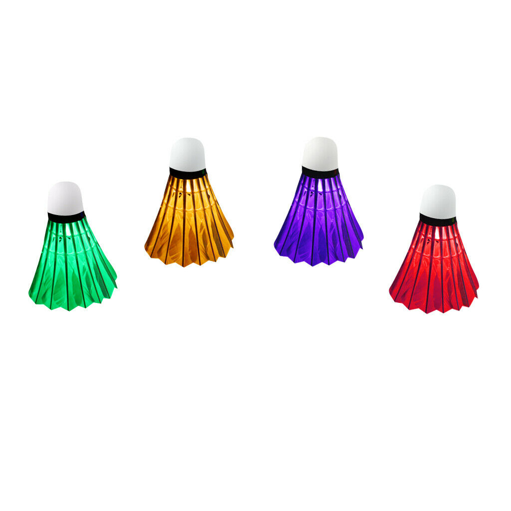 4 Pieces LED Light Badminton Dark Night Glow Feather Games  Shuttlecock