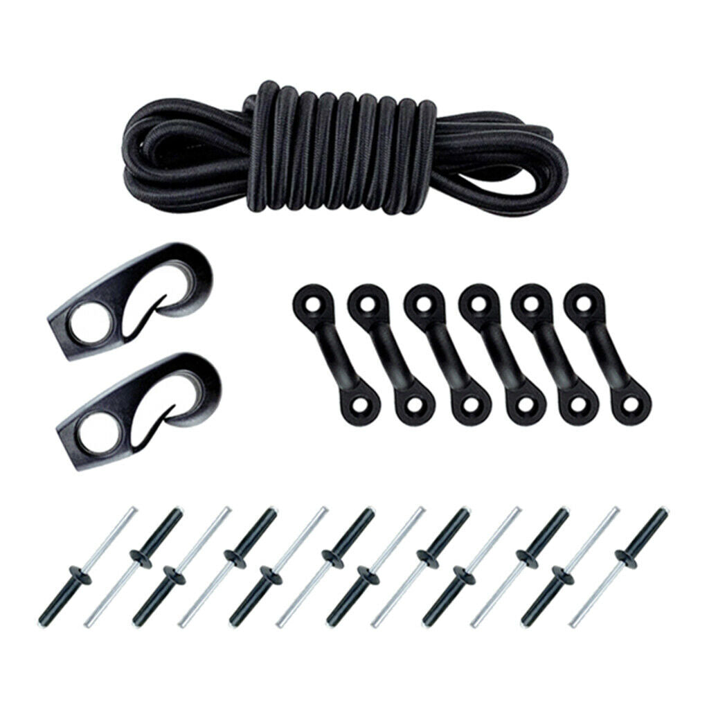 Marine Kayak & Canoe Bungee Kit Bow & Stern Tie Downs 2 Bungee Cord Ends