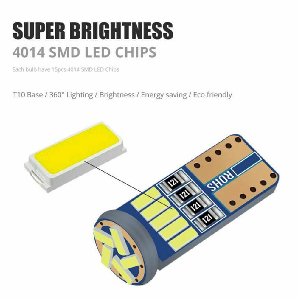 10x T10 LED Canbus Error Free Bulbs 15SMD 194 W5W Car Wedge Lamp Dome Map Lights