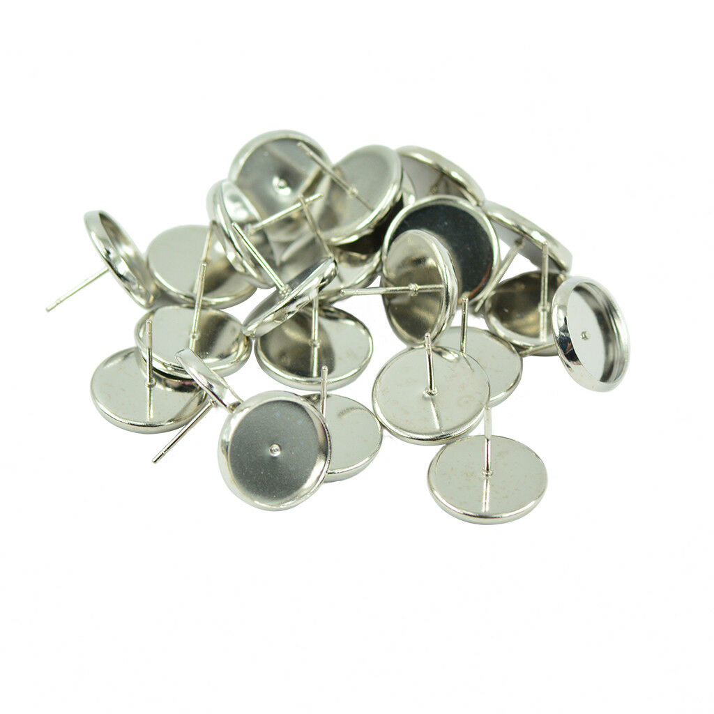 48pcs Ear Stud Earrings Blanks Bezel Base Settings Jewelry Making Findings