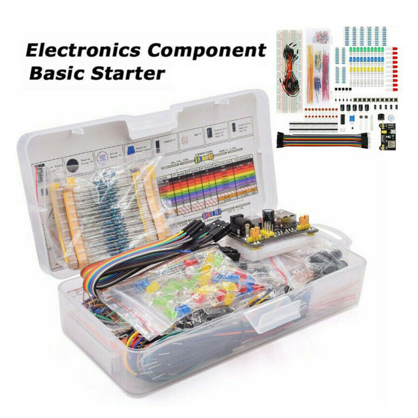 Electronic Component Basic Kit Breadboard LED Buzzer Resistor Transistor