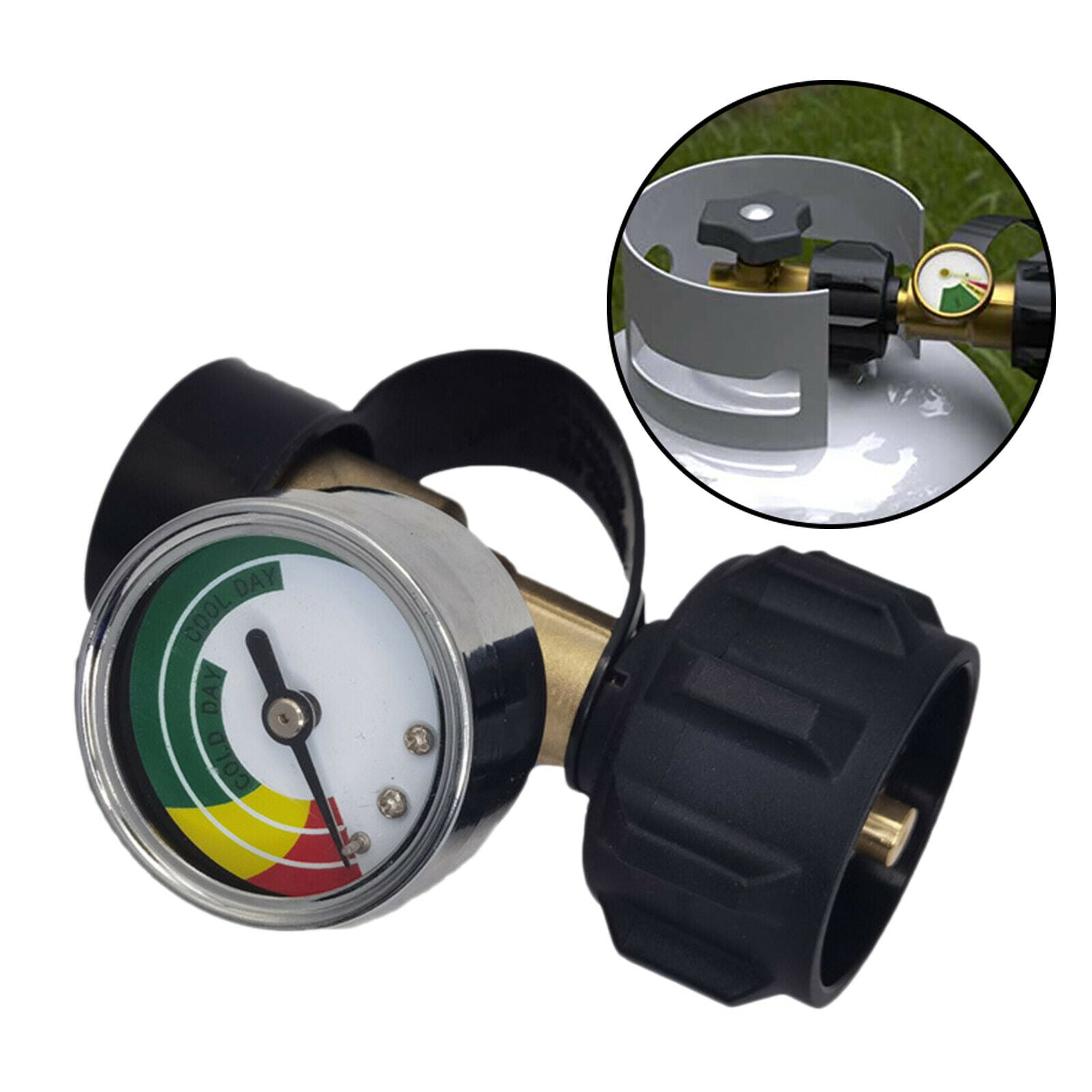 Brass Propane Tank Gauge  Type 1 QCC Adapter Connection Valve Pressure Meter
