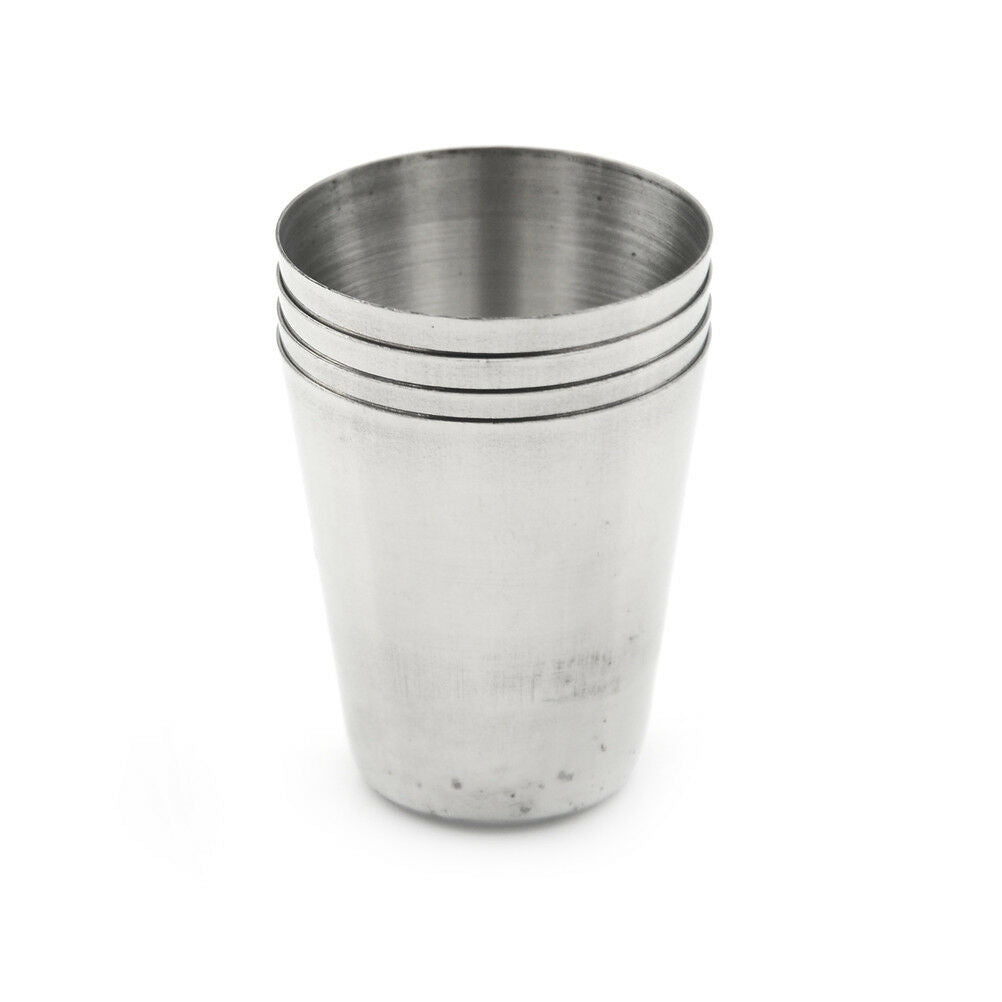 4X Camping / Travel Stainless Steel Shot Glass Set .l8