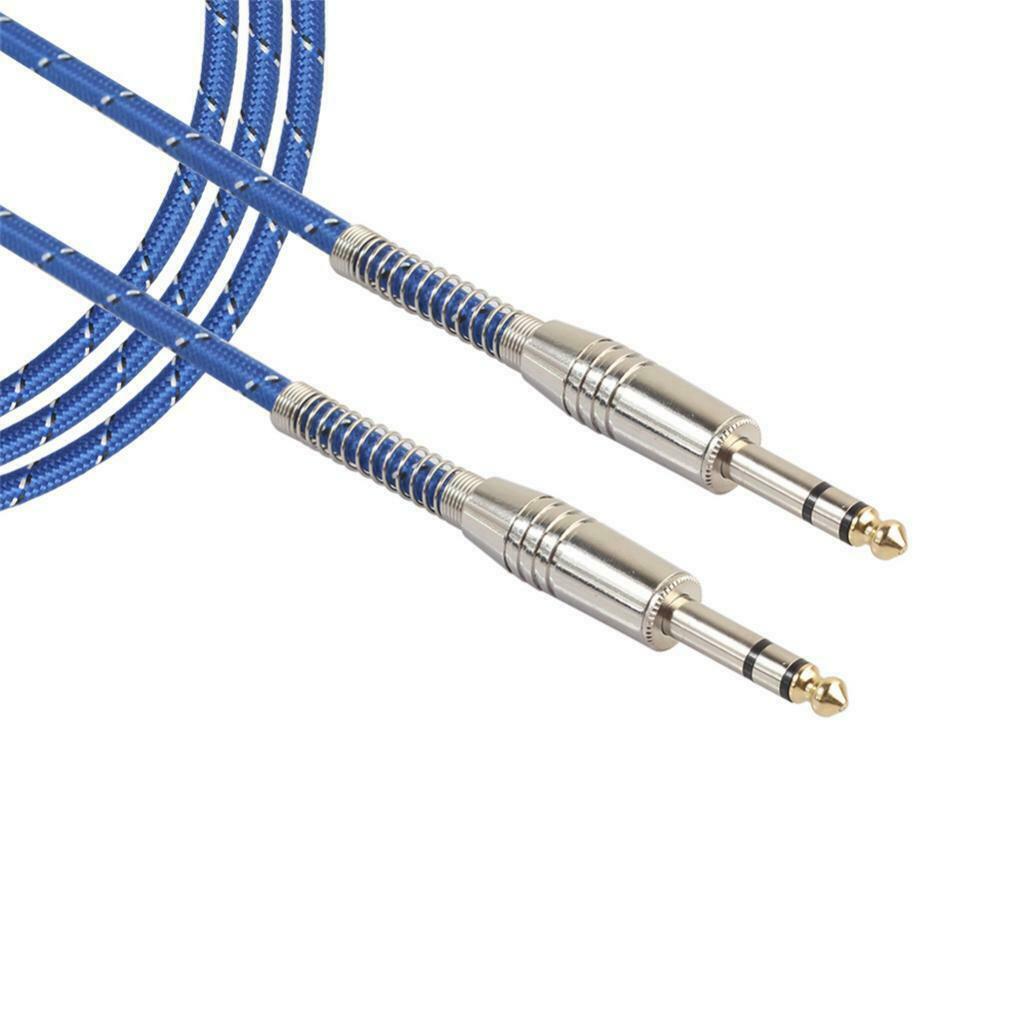 2X Bass Guitar 6.35mm Stereo Male to Male Audio Cable Nylon Braided Cord 1.8m