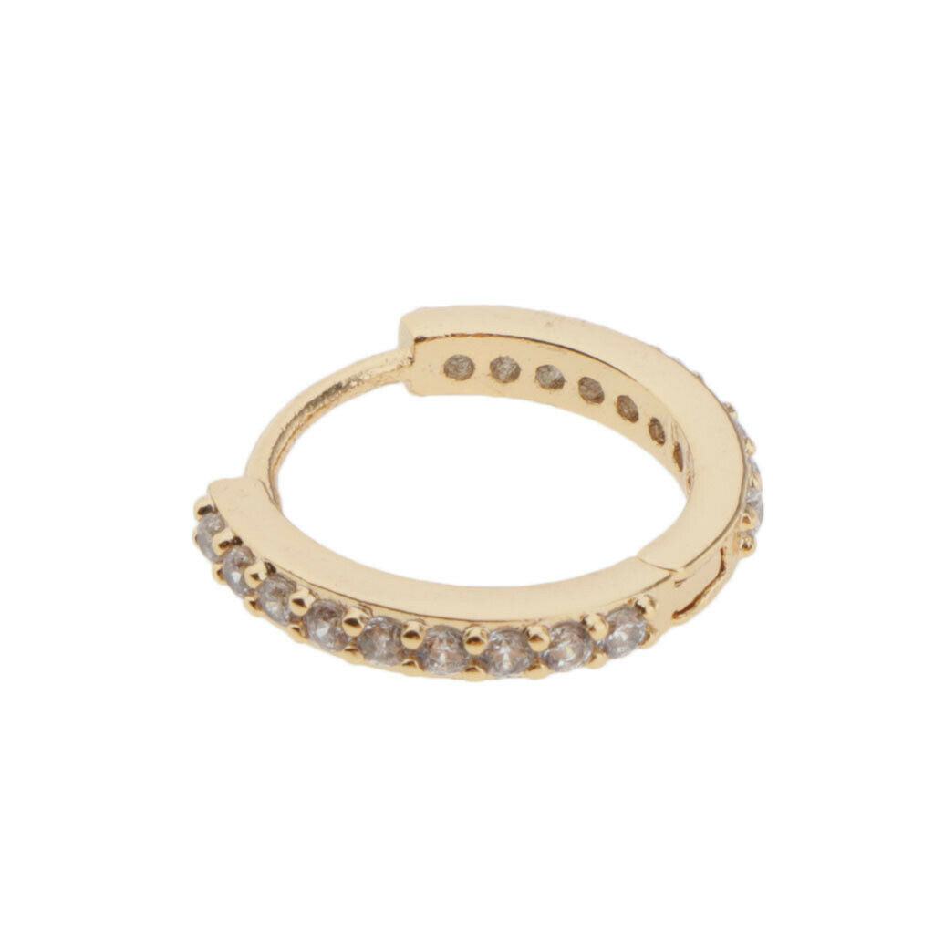 2x Fashion Women's Round Huggie Hoop Earrings CZ Lobes Cuff Ear Studs 10mm