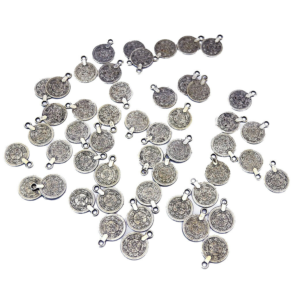 200 Pieces Gypsy Boho Carving Flower Coin Charm for Jewelry Making Pendant