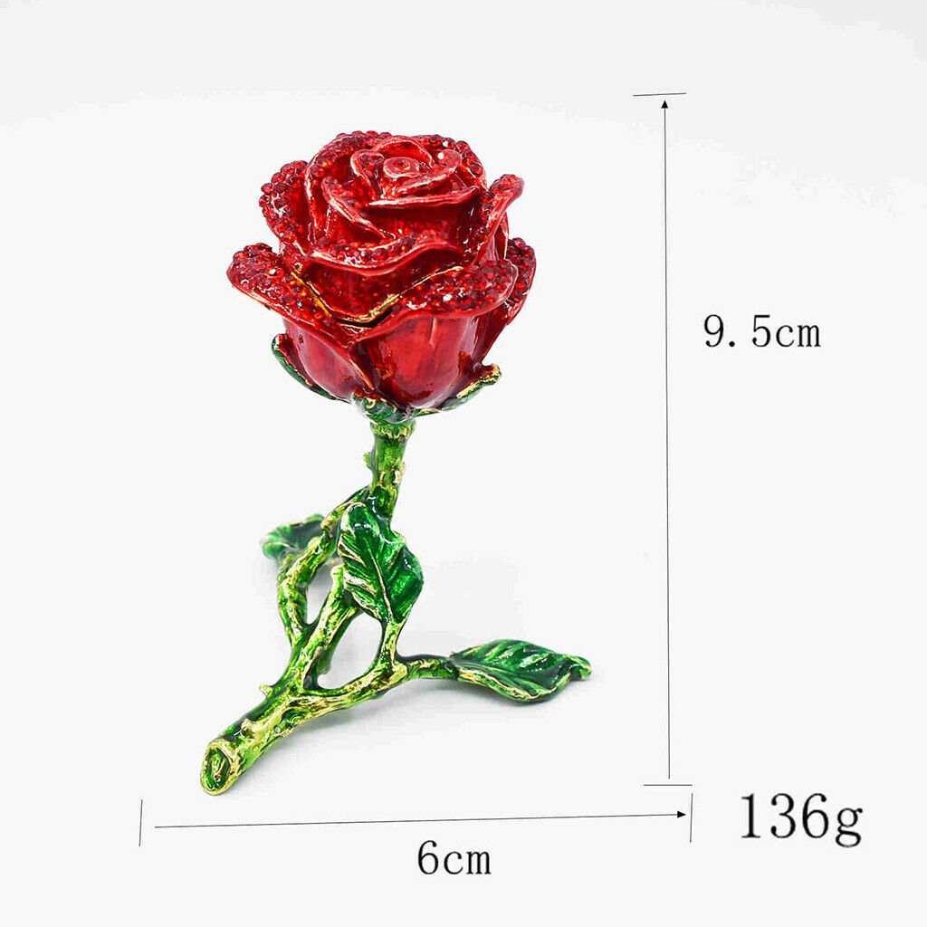 Red Rose Jewelry Box Gifts Display Case Room Arts Decor Xmas Table Ornament