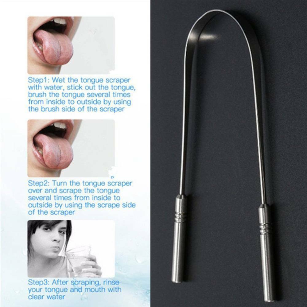 2pc Stainless Tongue-Cleaner-Scraper Tounge Dental Oral Hygiene Reusable Tools