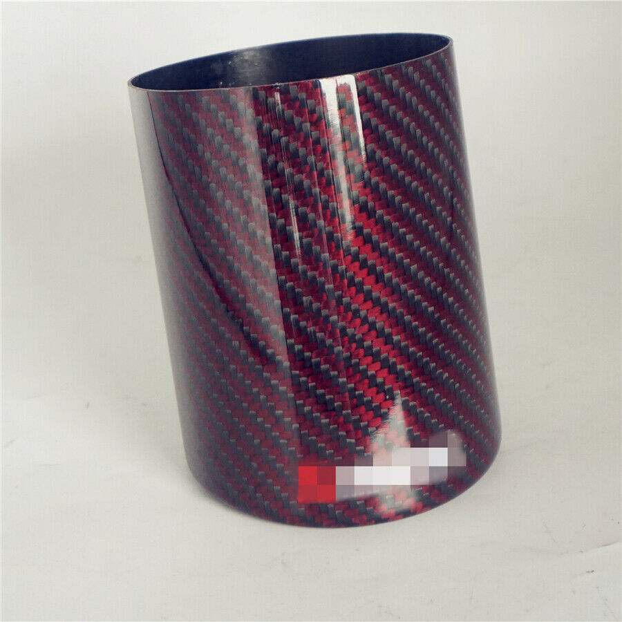 Car 101mm Universal Red Twill Carbon Fiber Cover Exhaust Muffler Pipe Tip case