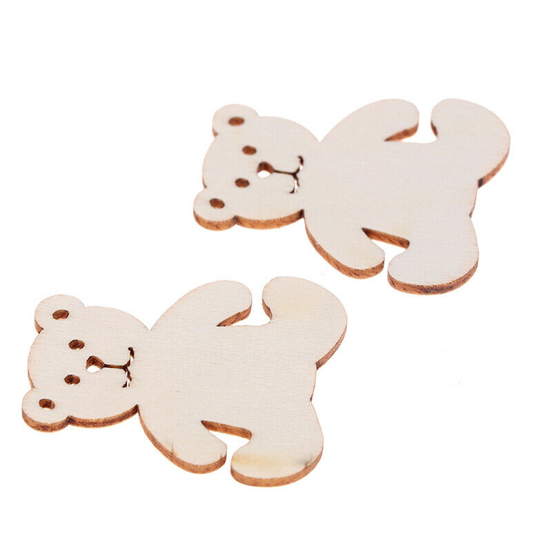 Bear Pattern Wood DIY Crafts For Home Decor Natural Wooden Ornaments Acce.l8