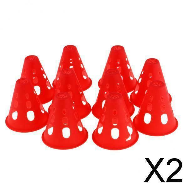 2X  10pcs Plastic Windproof Roadblock Sport Training Traffic Road Cones Red