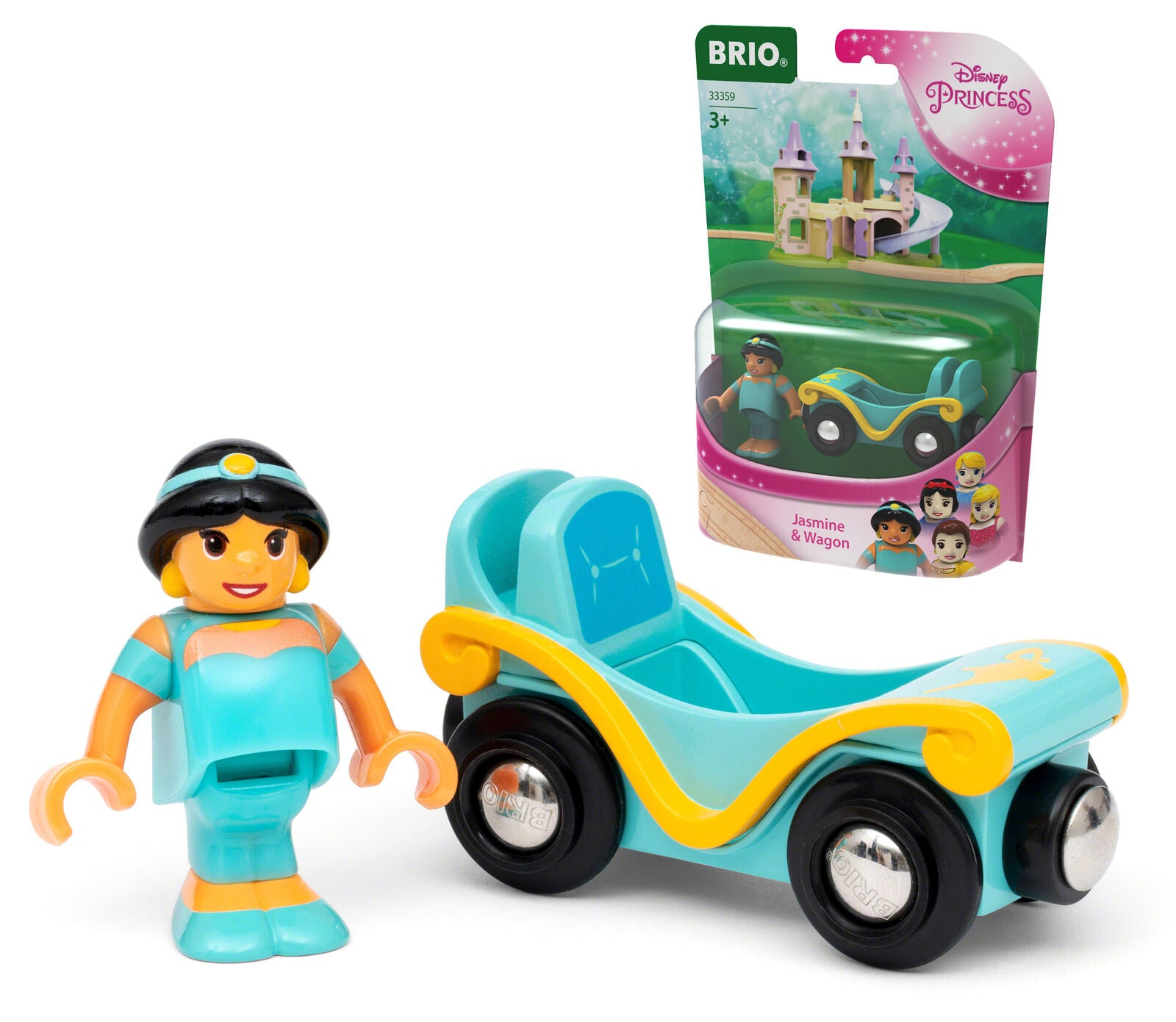 33359 BRIO Disney Princess Jasmine & Carriage Set Wooden Train Track Age 3yrs+