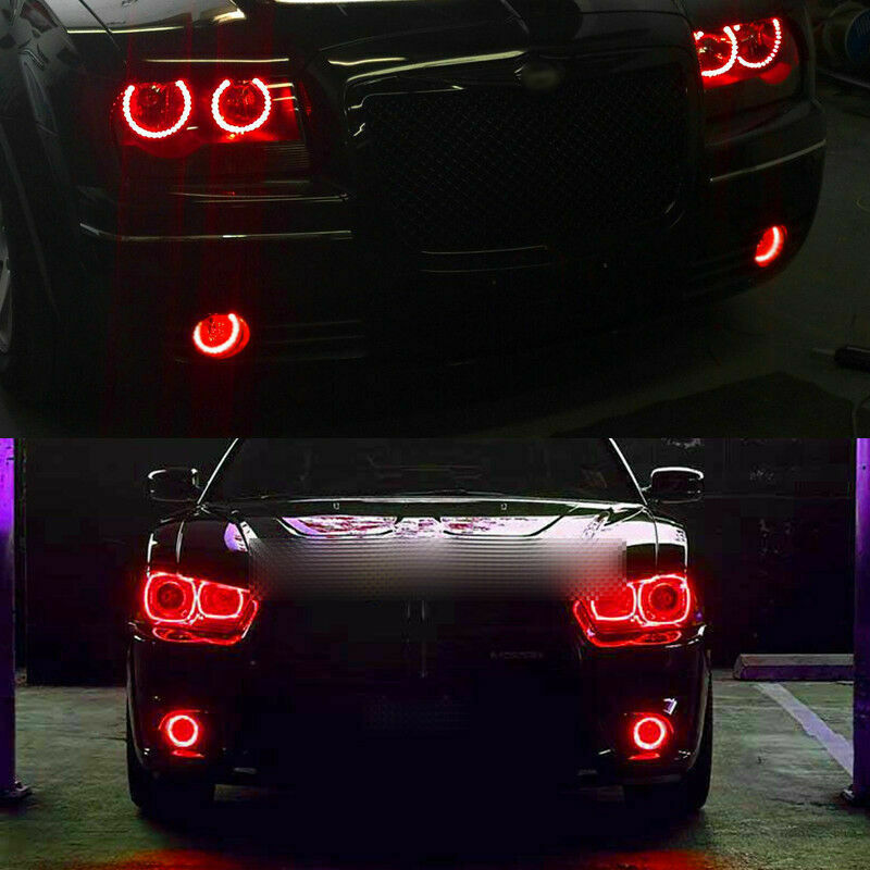 3.5" LED Car White Fog Light Red Angel Eyes Standlichtringe Driving Head Lamp
