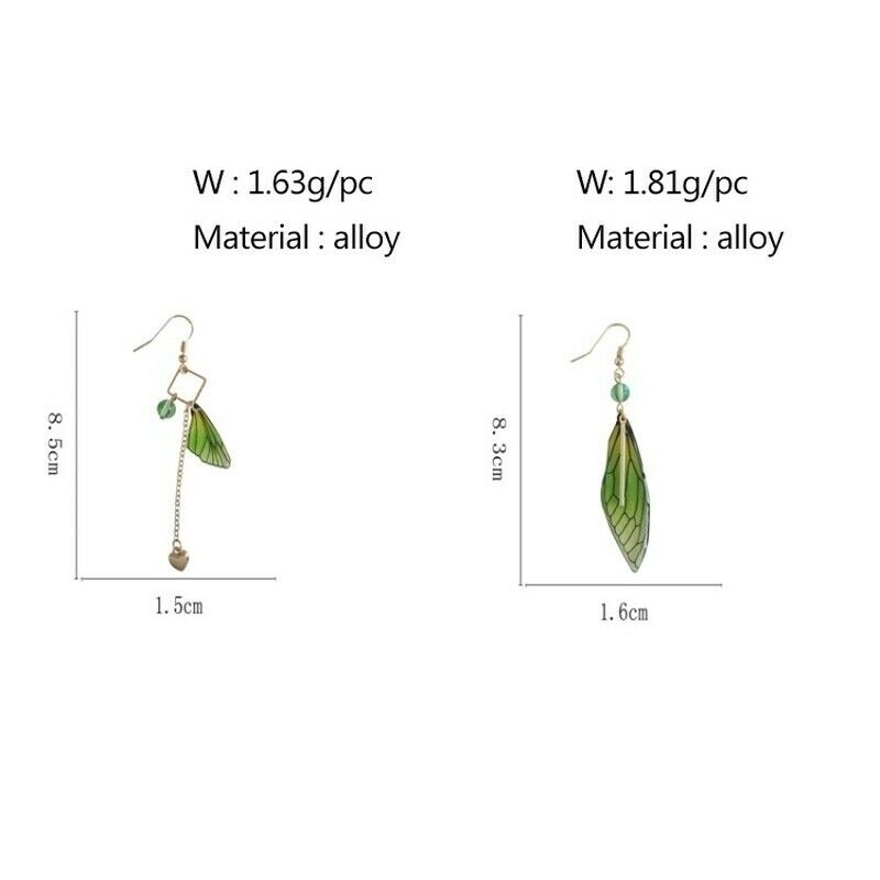 Butterfly Wings Drop Dreamy Blue Gradient Color Asymmetric Long Earrings Jewelry