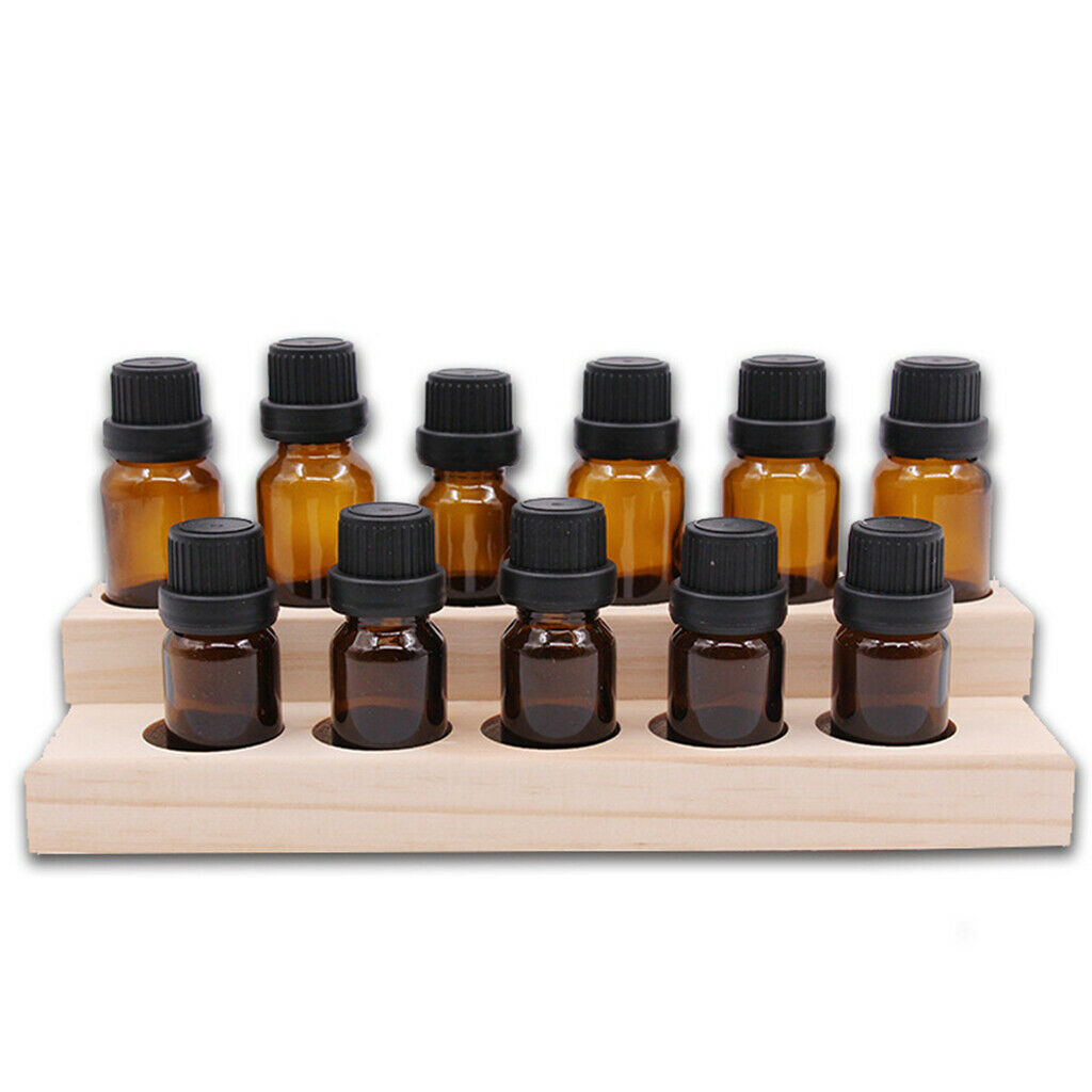 2 Tiers Wood Essential Oils Holder Stand Rack Display Shelf Wooden Storage Case