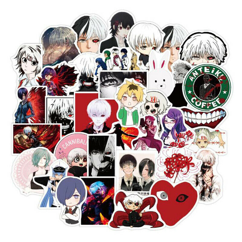 51Pcs Tokyo Ghoul Cartoon Stickers Laptop Scooter Car Trunk Refrigerator .l8