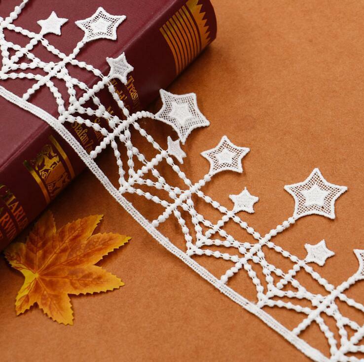 2 Yards Milk silk embroidery Star tassel Lace Decor Curtain skirt accesories