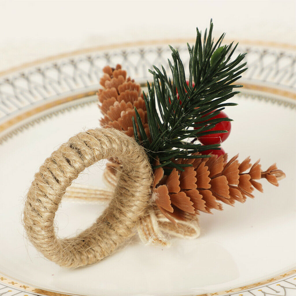 Set of 3 Pine Cone Napkin Holders Rings for Wedding Festival Decor Crafts