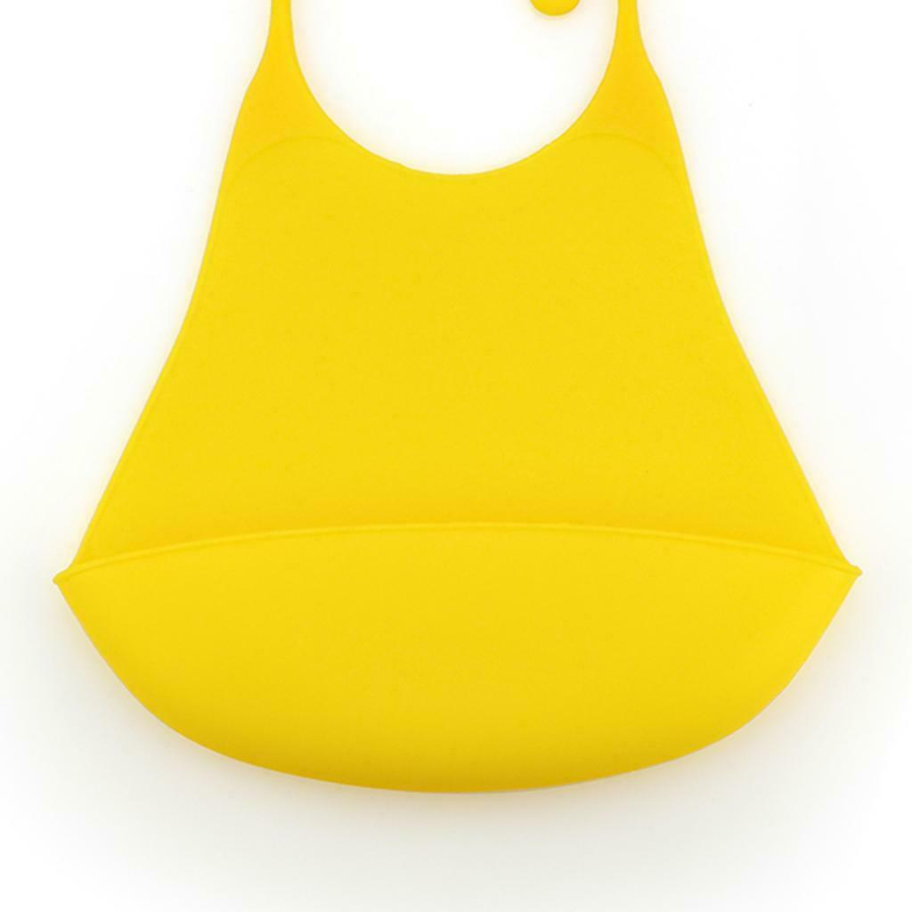2 Pack Silicone Bib Mealtime Clothing Protector Waterproof Pink+Yellow