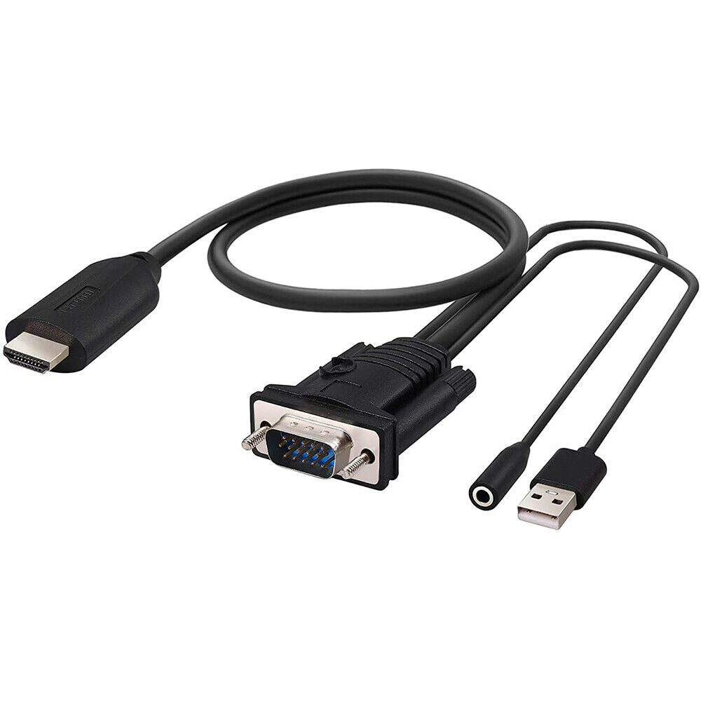 1080P MI Male to VGA Male Converter Adapter Cable with Female 3.5mm Audio CordD3