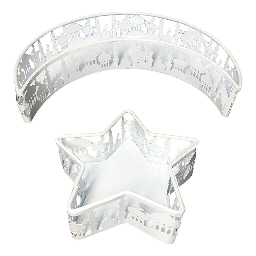 Iron Eid Mubarak Dessert Pastry Serving Tray Ramadan Islam Muslim White