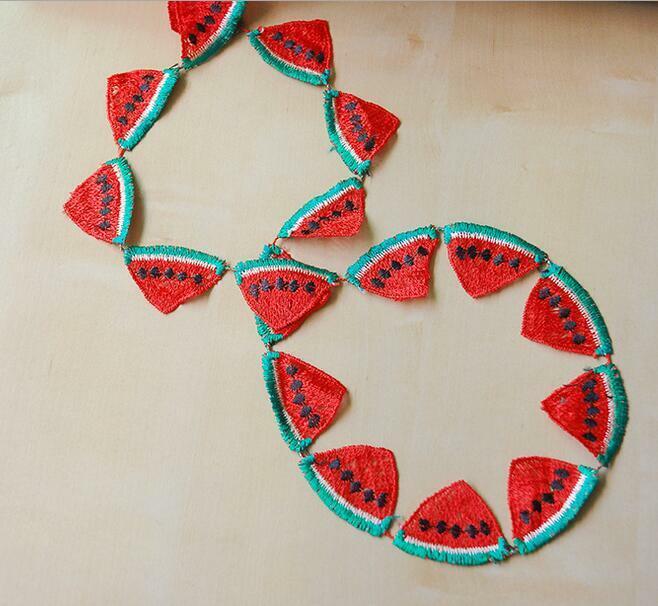 5 Yard watermelon shape Embroidered fruit lace Trim Appliques Sewing 1.7cm