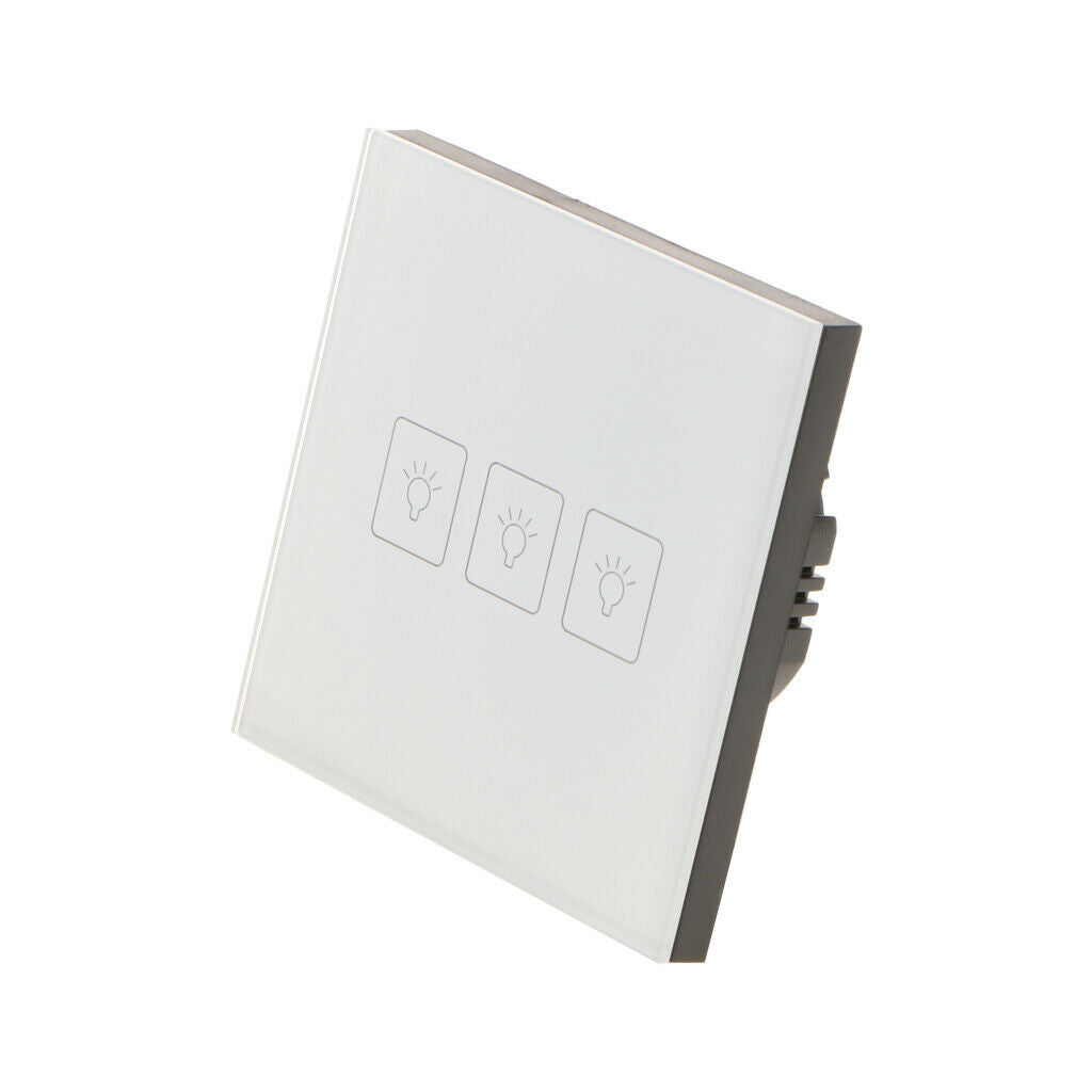 Smart ON/OFF LED Light Crystal Glass Panel EU UK Touch Screen Switch White