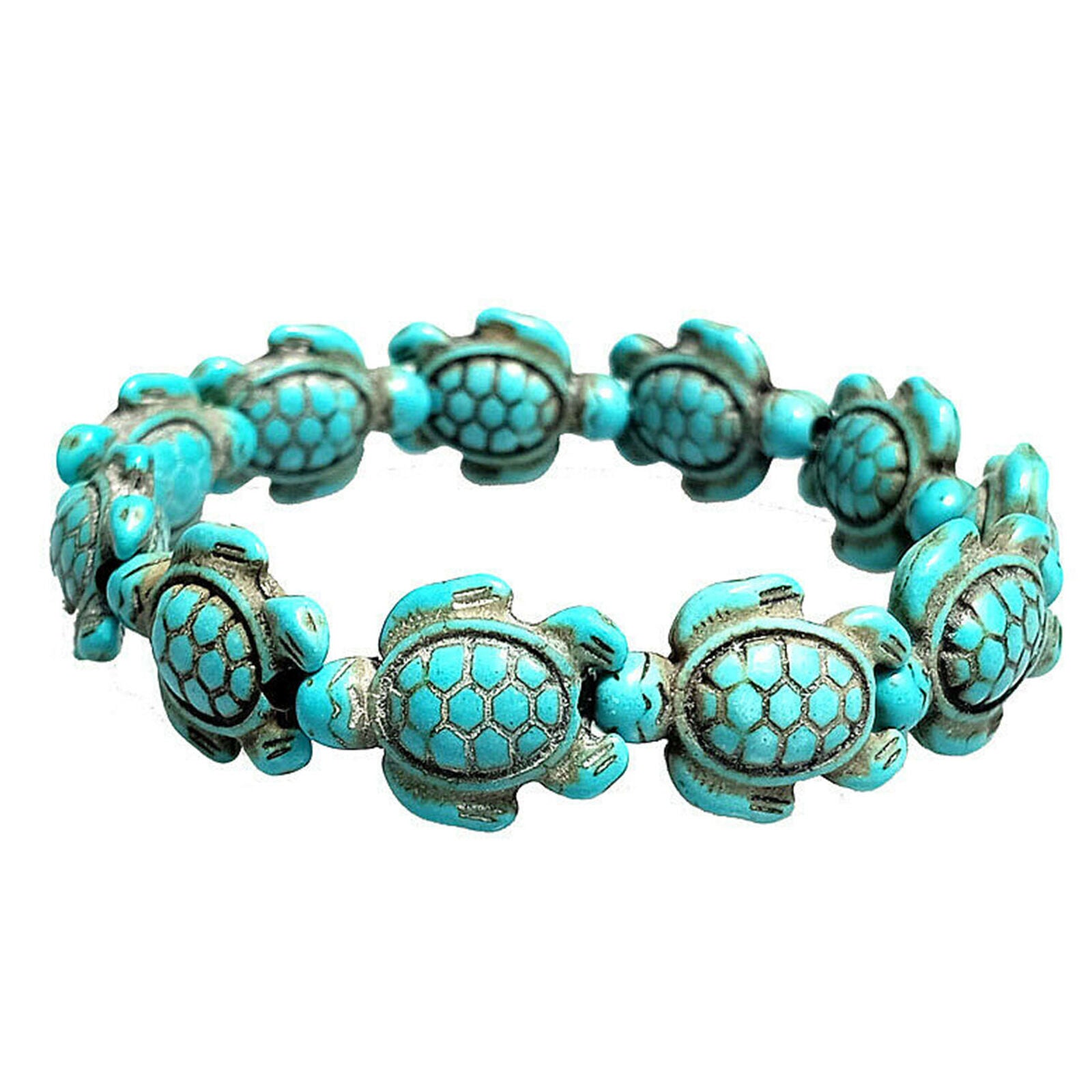 New Turquoise Sea Turtle Beaded Stretch Bracelet