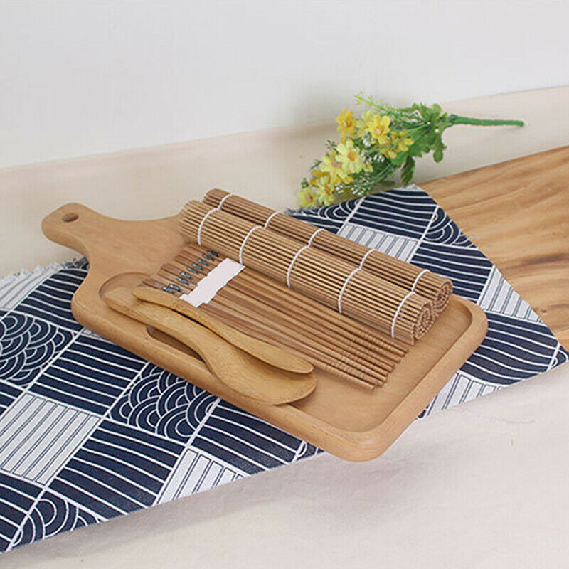 Bamboo Rolling Mats Sushi Maker Japanese DIY Rice Spreader 5Pairs Chopsti_A3 Tt