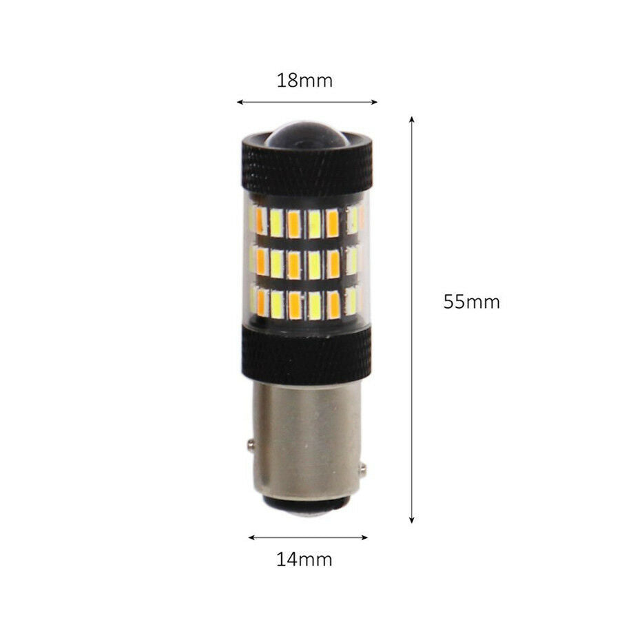 1 Pair  1157 4014 White Amber Dual Color Switchback LED Turn Signal Lights 60SMD