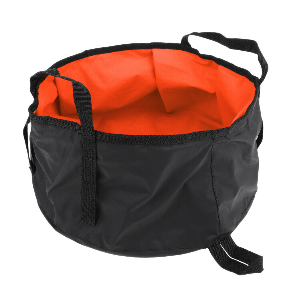 8L Camping Hiking Folding Wash Basin Bucket Travel Water Storage Bag orange
