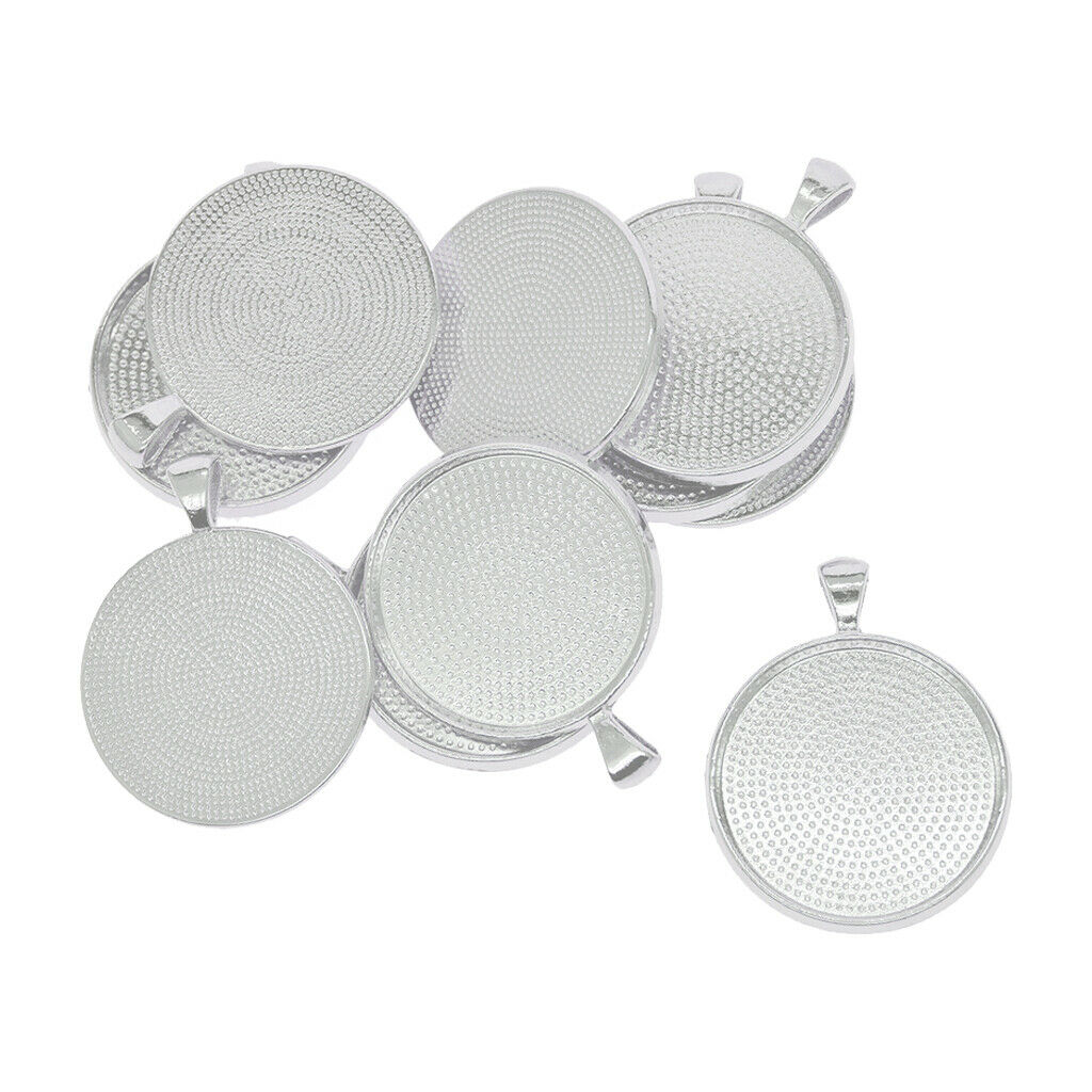10PCS Round Blank Bezel Tray Base for 42x33mm Pendant Connector DIY Craft