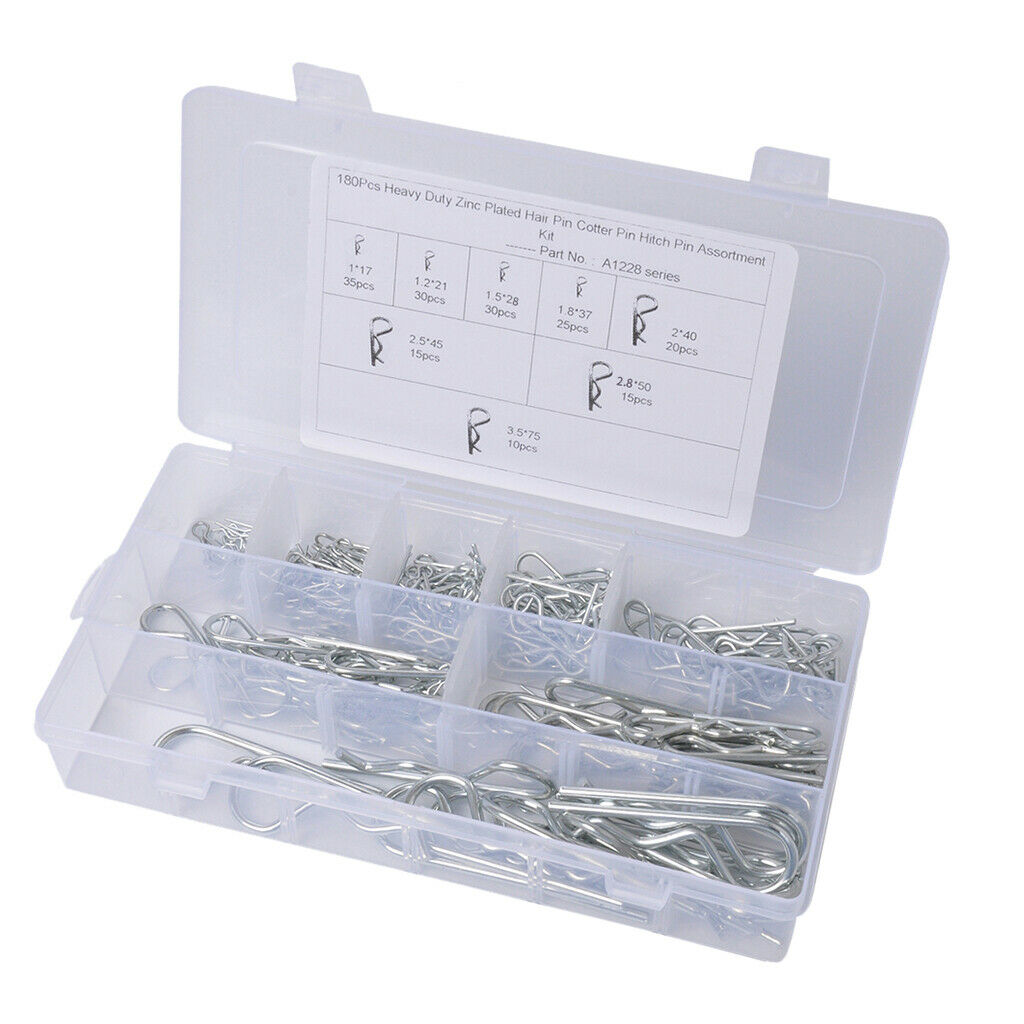180PC Assortment Box of Hair Pins R-Clip R Retaining Clips
