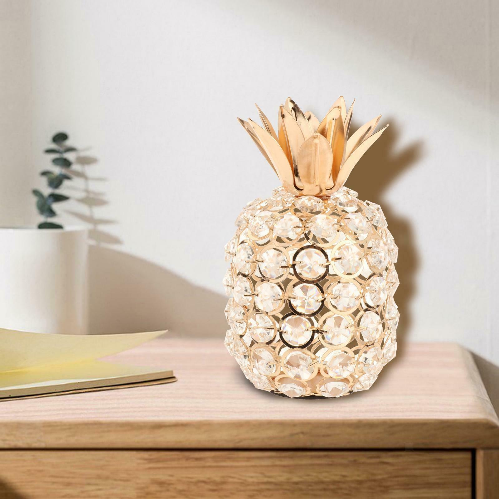 Shiny Crystal Studded Pineapple Fruit Ornament Art Tabletop Decor Crafts
