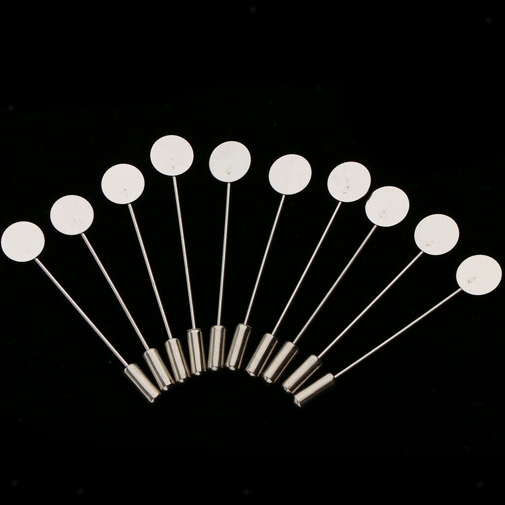 10pcs Lapel Stick Pin Badge Empty Base Mens Women Brooch Pin Jewelry Finding